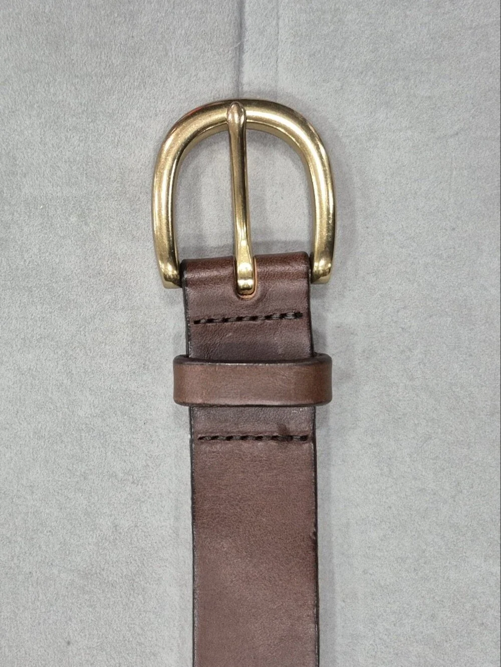 J Crew belt women's small brown Italian leather gold rounded buckle made in USA - Picture 2 of 14